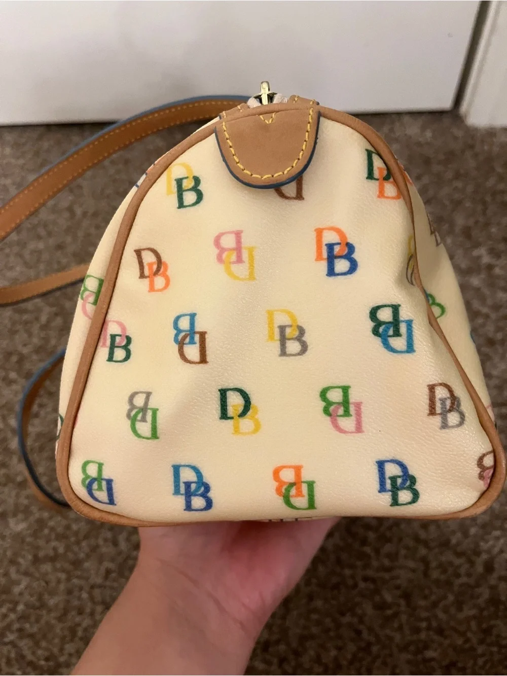 Dooney & Bourke Vintage Y2K Barrel Bag in Coated Canvas Rainbow Monogram